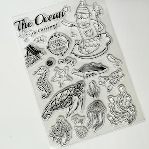Sellos de playa, sellos de silicona, sellos de verano junto al mar, sellos de criaturas del océano, Bullet Journal, álbum de recortes, agenda, accesorios para diario