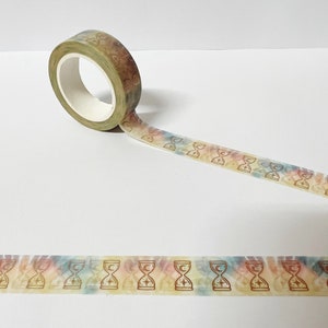 Cinta washi de reloj de arena pastel, washi de lámina de cobre, washi de reloj de arena, washi pastel arcoíris, bullet journal, accesorios para agenda