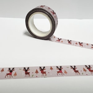 Cinta Washi de reno de Navidad, Bullet Journal, Planificador, Planificador de invierno, Washi de astas de ciervo, Cinta Washi de follaje, Washi de árbol de Navidad