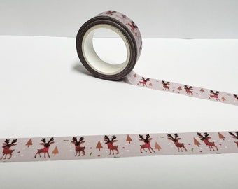 Christmas Reindeer Washi Tape: Winter Planner Decoration