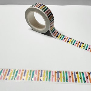Gold Foil Heart Rainbow Washi Tape, Planificador semanal, Cinta Washi de 15 mm, Washi Tape UK, Accesorios Bullet Journal, Accesorios del planificador