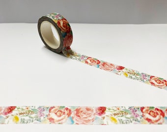 Pink Roses Washi Tape: Gold Foil Floral Planner Accessory