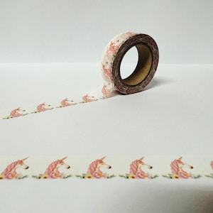 Cinta adhesiva washi de unicornio de 15 mm, cinta adhesiva washi arcoíris linda, washi de unicornio, accesorios para bullet journal, suministros para planificadores, washi kawaii
