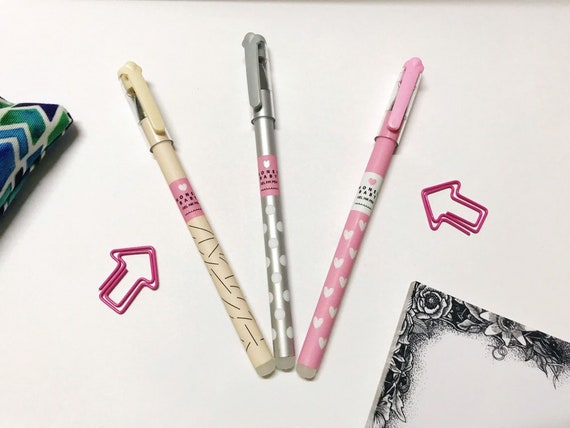 Cute Pen, Erasable Pen, Kawaii Stationery, Kawaii Pens, Planner Accessories,  Bullet Journal Pens, Blue Ink Gel Pens, School Pens, Pastel Pen 