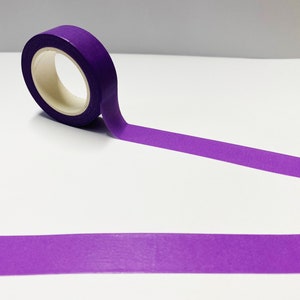 Cinta washi de color morado brillante mate, para bullet journal, planificador, diario, cinta washi de color morado sólido de 15 mm, cinta washi del Reino Unido, suministros para bullet journal