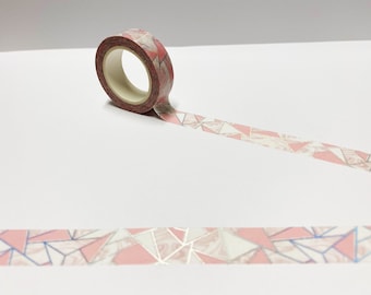 Stained Glass Washi Tape, Pastel Pink Marble Silver Foil Geometric Washi, Bullet Journal Accessories, Planner Supplies, Scrapbook Stickers