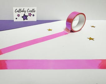 Iridescent Pink Shiny Plastic Tape Shiny Planner Tape, 2 Colour Shiny Tape, Bullet Journal, Scrapbooking Decoration, Cute Tape