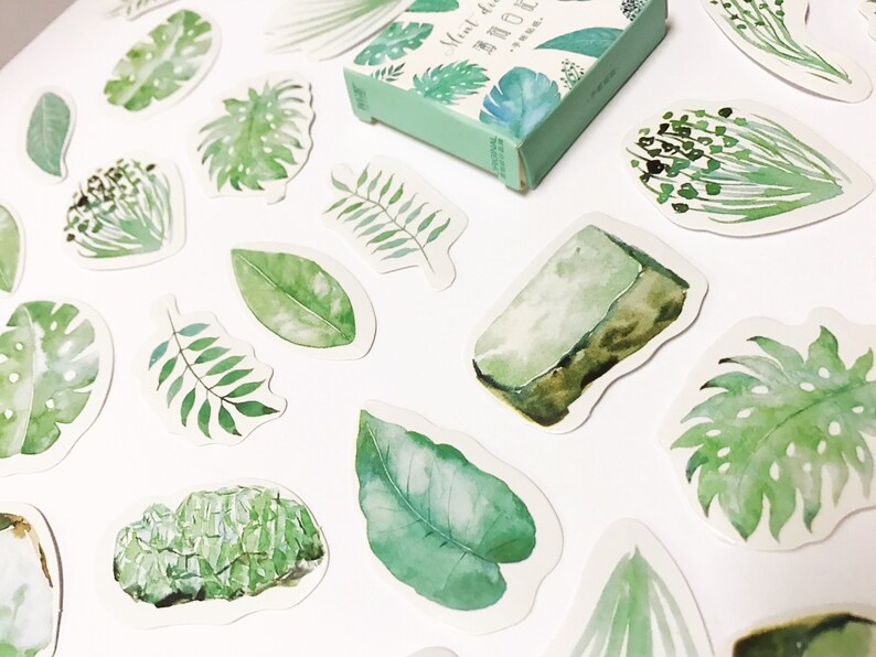 Leaves Stickers Leaf Stickers Kawaii Stickers Nature Etsy