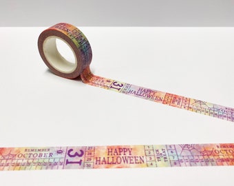 Rainbow Halloween Washi Tape: October Calendar, Trick or Treat
