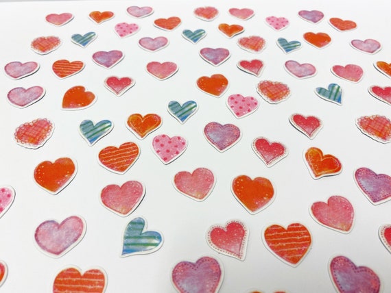Mini Heart Stickers, Hearts Sticker Set, Pattern Stickers, Love