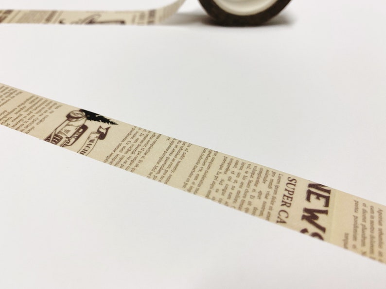 Newspaper Washi Tape, Vintage Advertising Washi, Ephemera Washi, Vintage Stickers, Scrapbook Tape, Bullet Journal Planner Stickers image 2