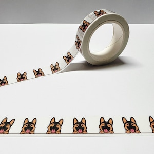 Cinta Washi de pastor alemán, papelería para perros, cinta Washi para perros, regalos de pastor alemán, pegatinas para perros, accesorios Bujo para diario de balas de planificador de perros