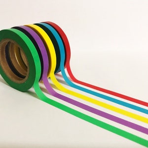 Juego de cintas washi, cintas washi de 5 mm, paquete de 5 cintas washi arcoíris, washi mate, cinta washi brillante, accesorios para bullet journal, juego de cintas para álbumes de recortes