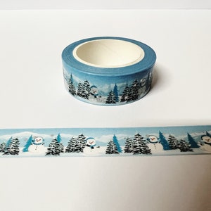 Cinta Washi de escena navideña de muñeco de nieve, envoltura navideña, cinta navideña, cinta de muñeco de nieve, planificador de Navidad, fabricación de tarjetas de Navidad, diario de balas