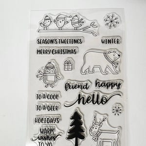 Süße Weihnachtsstempel, Silikonstempel, Rotkehlchen Stempel, Schneeflocke Stempel, Bullet Journal, Scrapbook, Kalender Kartenherstellung, Stempel Weihnachten
