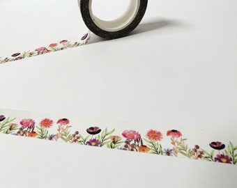 Meadow Flower Washi Tape, Wild Flower Washi Tape, Spring Flower Washi Tape, Wildflower Washi, Planner Accessories, Travellers Notebook, Bujo