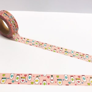 Jar Küche Hobby Washi Tape 15mm x 10M lang UK Pink Herzen Kochen Dekorative Maskierung Low Tack Reispapierband Bullet Journal Planer Bujo