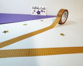 Burnt Orange Grid Washi Tape: 15mm Autumn Stationery