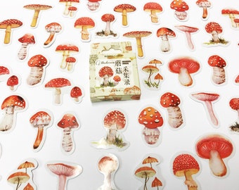 Red Mushroom Stickers, Nature Stickers, Forrest Mushroom Sticker Set, Wildlife Stickers, Scrapbook Stickers, Bullet Journal Stickers