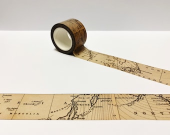 Wide Vintage Map Washi Tape, Treasure Map Washi Tape, Travelling Washi Tape, Travel Journal, Scrapbook Accessories, Bullet Journal Stickers