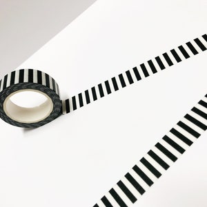 Black and White Stripe Washi Tape, Stripy Washi Tape, Lines Washi Tape, Black and White Washi, Minimalist Washi, Bullet Journal, Planner image 4