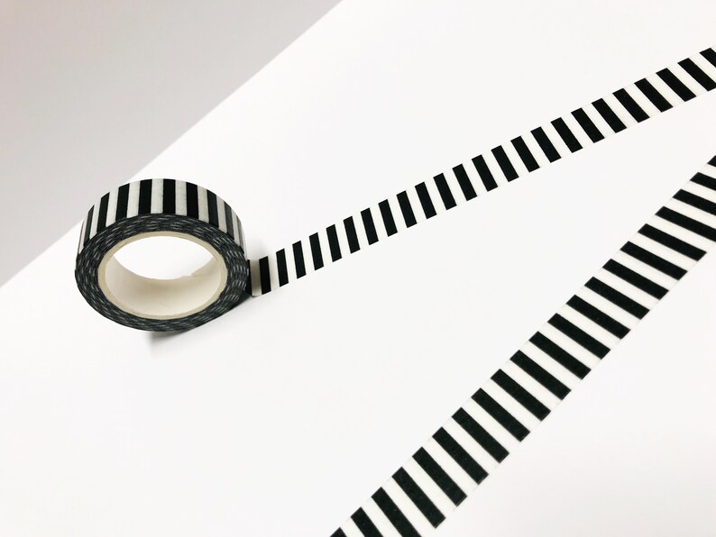 Black and White Stripe Washi Tape, Stripy Washi Tape, Lines Washi Tape, Black and White Washi, Minimalist Washi, Bullet Journal, Planner image 4