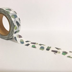 Cinta washi suculenta, cinta washi de cactus, washi de plantas, papelería de cactus, washi de 15 mm, accesorios para bullet journal, cinta para planificador, álbum de recortes
