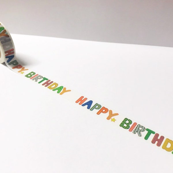 Happy Birthday Washi Tape, Birthday Present Wrapping Tape, Birthday Decoration, Planner Accessories, Scrapbook, Bullet Journal, Gift Wrap