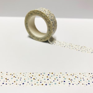 Cinta washi de estrellas, washi de constelaciones doradas, washi estrellado, papelería de estrellas, washi espacial, washi de puntos, accesorios de planificador, álbum de recortes