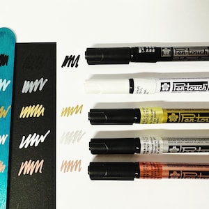 Rotulador metálico Sakura Pen Touch, dorado, bronce, plateado, negro y blanco, suministros para álbumes de recortes, Bullet Journal, bolígrafo con punta de 1 mm, bolígrafos Sakura