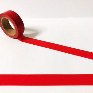 Cinta Washi Roja Mate, Cinta Roja de 15 mm, Diario de Balas, Planificador, Diario, Washi de Color Rojo Sólido, Cinta Washi Reino Unido, Suministros de Diario de Balas, Planificador