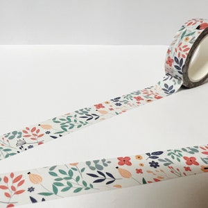 Cinta Washi de flores brillantes, Washi de 15 mm, cinta Washi floral, papelería floral, accesorios de planificador, accesorios de diario de balas, cinta washi linda