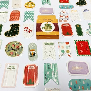 Pegatinas navideñas, conjunto de pegatinas del planificador, pegatinas del diario de balas, pegatinas Washi, etiquetas pegatinas de Navidad, accesorios del planificador pegatinas festivas