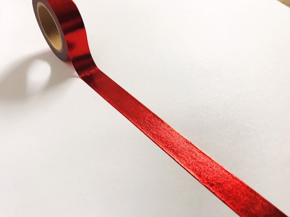 Red Washi Tape, Shiny Washi Tape, Red Foil Washi Tape, Planner Accessories,  Bullet Journal, Red Stationary, Red Wrapping Tape, Scrapbook 