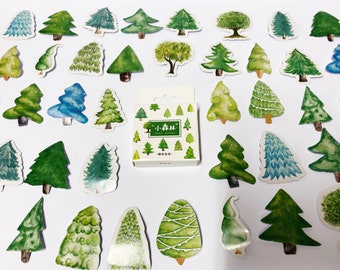Watercolor Tree Stickers: Seasonal Scrapbook Accessories