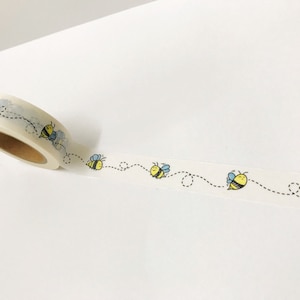 Cinta Washi de abeja, Papelería Bumblebee, Cinta Washi de primavera, Pegatinas de abeja, Accesorios para planificador, Washi lindo, Cuaderno de viajeros, Diario de balas