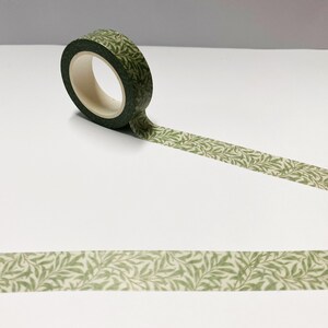 Cinta washi de hojas, cinta washi de hojas verdes, cinta washi con patrón de hojas continuas, cinta washi de naturaleza, cinta washi de 15 mm, cinta para planificador de Bullet Journal del Reino Unido