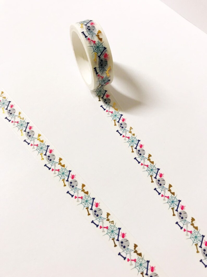 Halloween Decorations Halloween Stationary Skull Spiderweb Washi Bats Washi Halloween Washi Tape Foil Washi Halloween Party Supplies