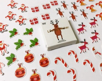 Christmas Sticker Set: Reindeer, Santa, Ornaments - Scrapbook Stickers