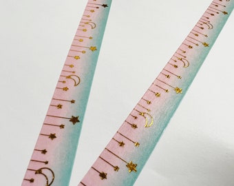 Moon and Stars Washi Tape: Pink, Blue & Gold Foil