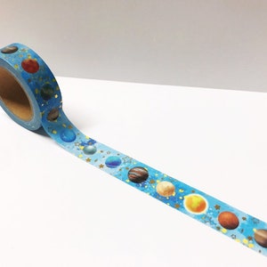 Cinta Washi Espacial, Cinta Washi Planetas, Cinta Washi Espacial Azul, Papelería Espacial, Adornos de Álbum de Recortes, Accesorios del Planificador, Diario de Balas