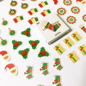 Weihnachtsaufkleber, Geschenkaufkleber und Holly-Aufkleber, Weihnachtsaufkleber-Set, Weihnachtsaufkleber, Scrapbook-Aufkleber, Bullet-Journal