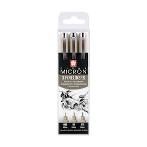 Set of 3 Pigma Micron Fineliners, Sakura Pens, Micron Fineliners, Archival Ink, Sakura Pens, Bullet Journal, Planners, Drawing Pens