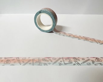 Pen Washi Tape, Pen Test Washi Tape, Pink and Blue Pastel Washi Tape, Pen Test Page, Bullet Journal Accessories, Artist Washi Tape