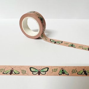 Cinta washi de polilla y luna, cinta washi de mariposa, accesorios de papelería para planificadores, cinta washi de constelaciones, bullet journal washi de Halloween, planificador