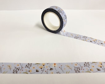 Blue Flower Washi Tape, 15mm Washi, Floral Washi Tape, Floral Stationary, Planner Accessories, Bullet Journal Accessories, Cute Washi Tape