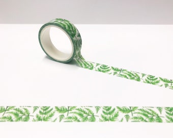 Fern Leaf Washi Tape, Plant Washi Tape, Succulent Washi, Leaves Washi, Planner Accessories, Bullet Journal Stickers, Bujo Notebook Tape