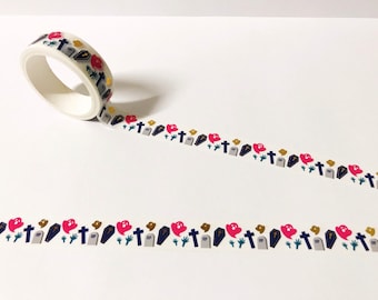 Gold Foil Halloween Washi Tape: Ghosts & Tombstones