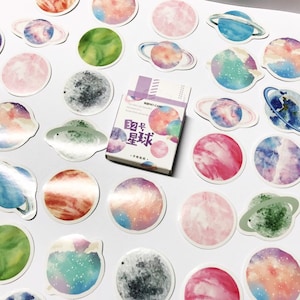 Planet Aufkleber, Sonnensystem Aufkleber Set, Weltraum Aufkleber, Milchstraße Sticker Pack, Kawaii, Planer Aufkleber, Journal Aufkleber, Scrapbook