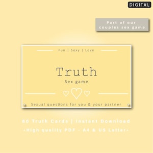 Naughty Sex Questions Cards (Truth) | Instant Download | | Valentines Gift | Gift for Girlfriend | Gift for boyfriend | Couples Sex Game